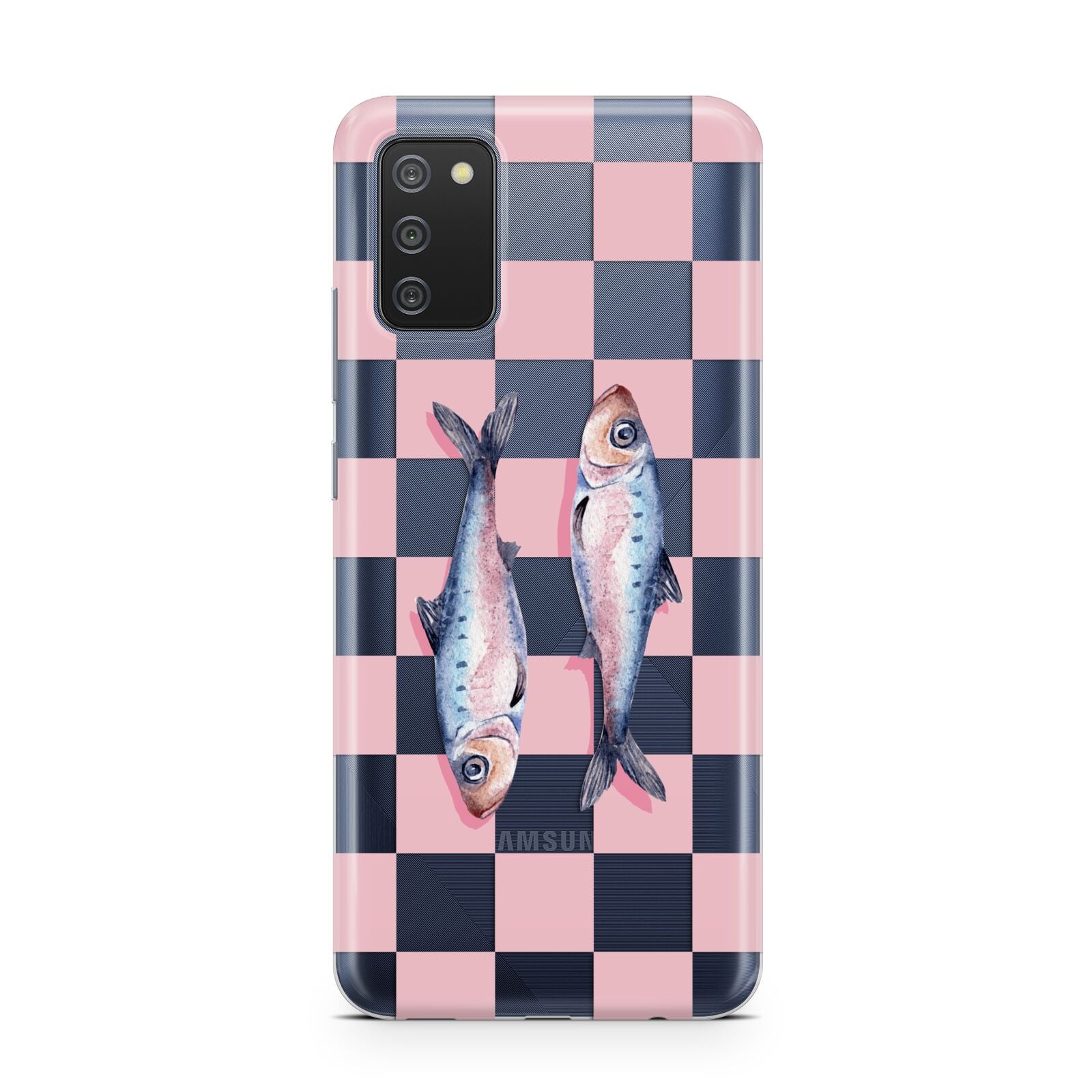 Pink Checkerboard Sardines Samsung A02s Case