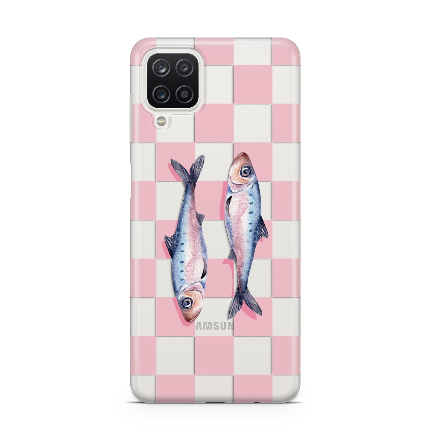 Pink Checkerboard Sardines Samsung A12 Case
