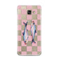 Pink Checkerboard Sardines Samsung Galaxy A3 2016 Case on gold phone