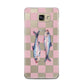 Pink Checkerboard Sardines Samsung Galaxy A5 2016 Case on gold phone