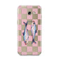 Pink Checkerboard Sardines Samsung Galaxy A5 2017 Case on gold phone