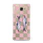 Pink Checkerboard Sardines Samsung Galaxy A7 2016 Case on gold phone
