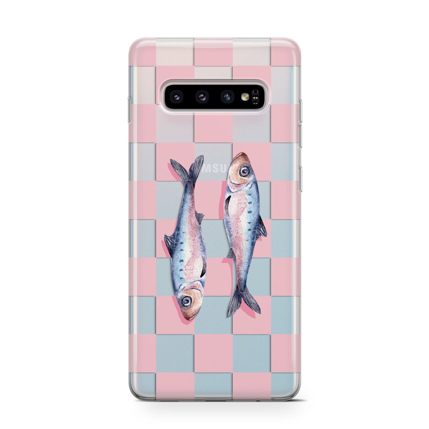 Pink Checkerboard Sardines Samsung Galaxy S10 Case
