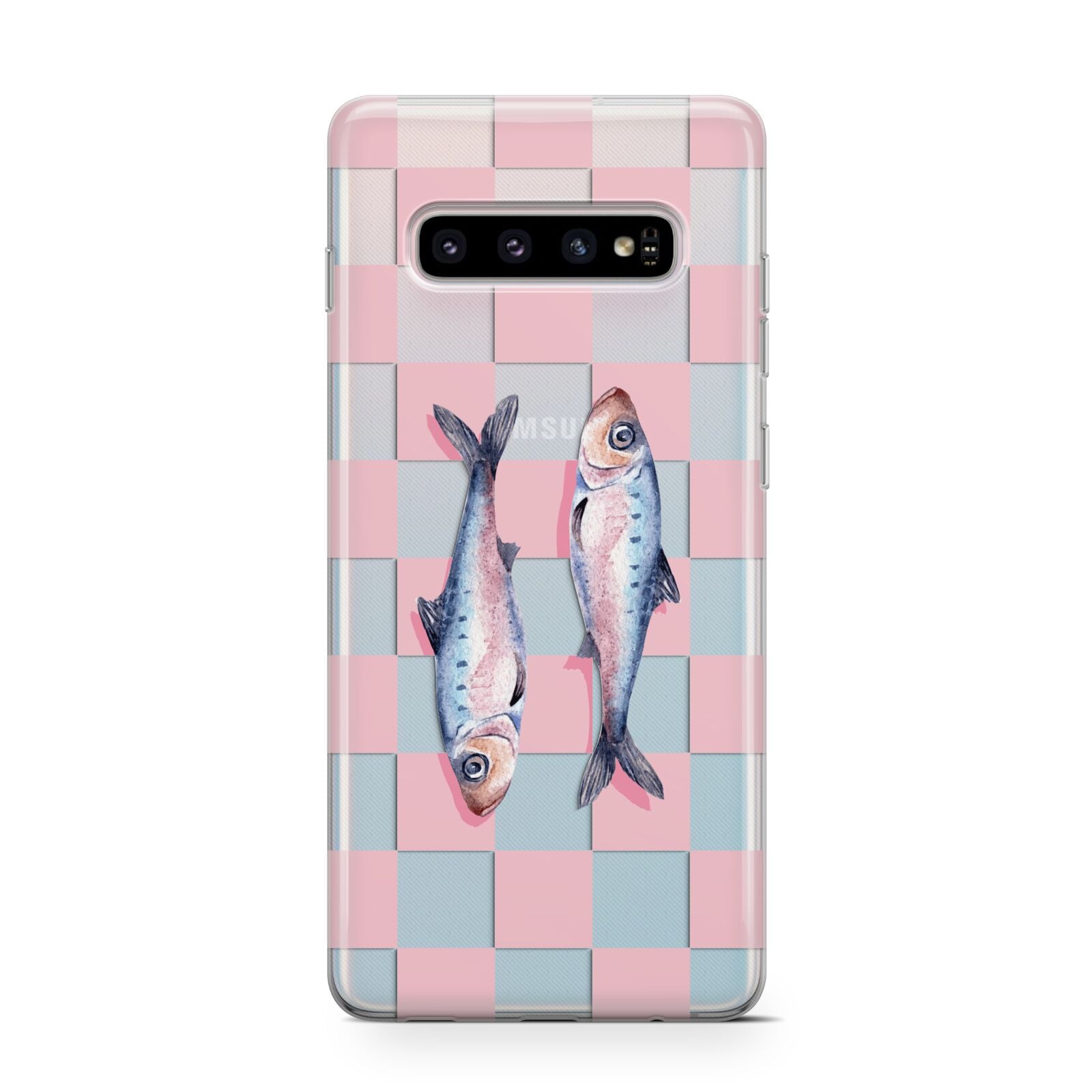Pink Checkerboard Sardines Samsung Galaxy S10 Case