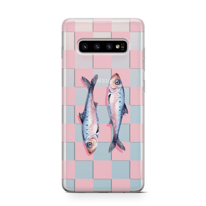 Pink Checkerboard Sardines Samsung Galaxy S10 Case