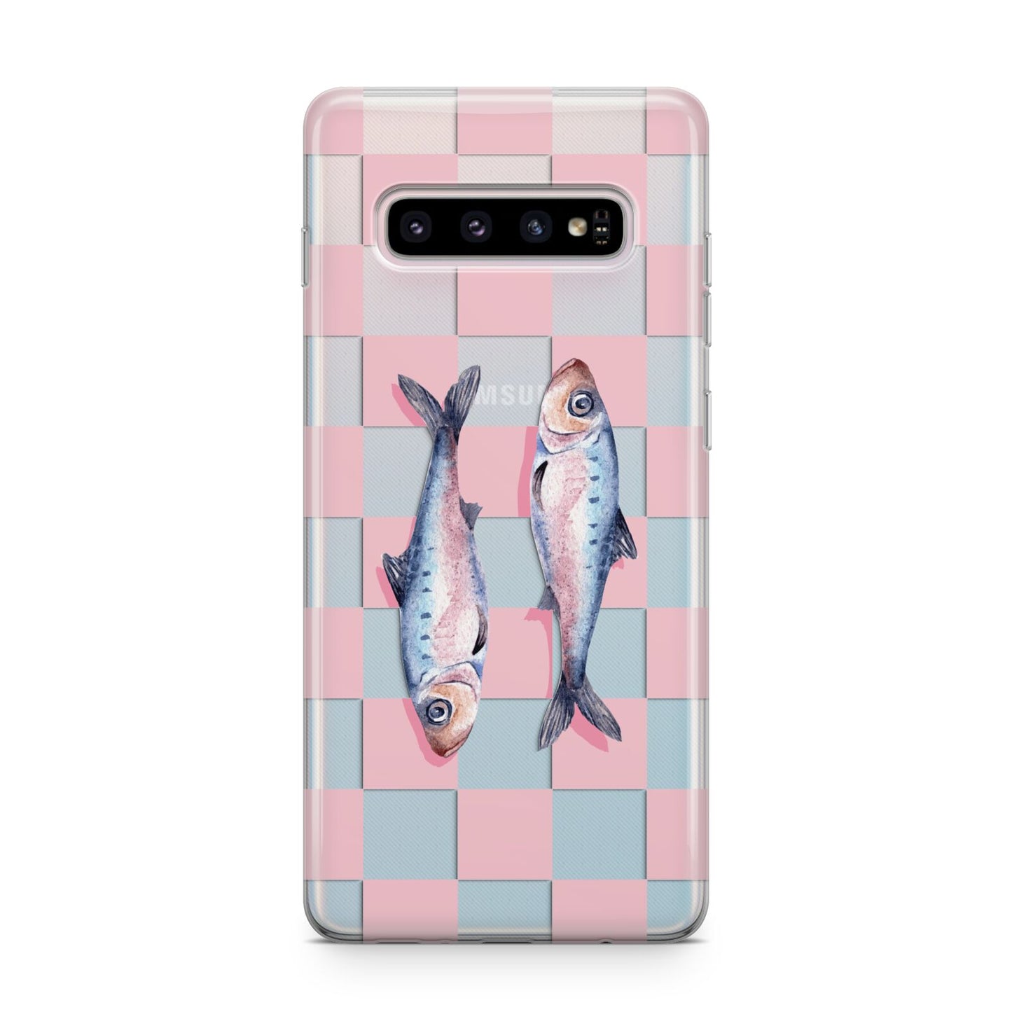 Pink Checkerboard Sardines Samsung Galaxy S10 Plus Case