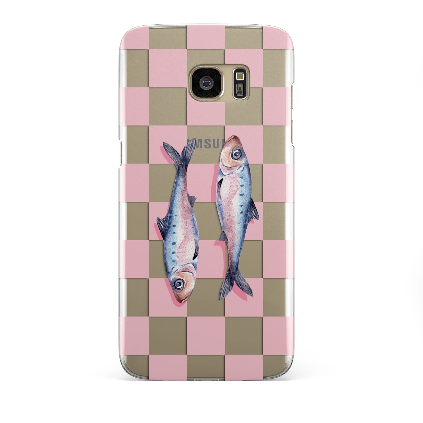 Pink Checkerboard Sardines Samsung Galaxy S7 Edge Case