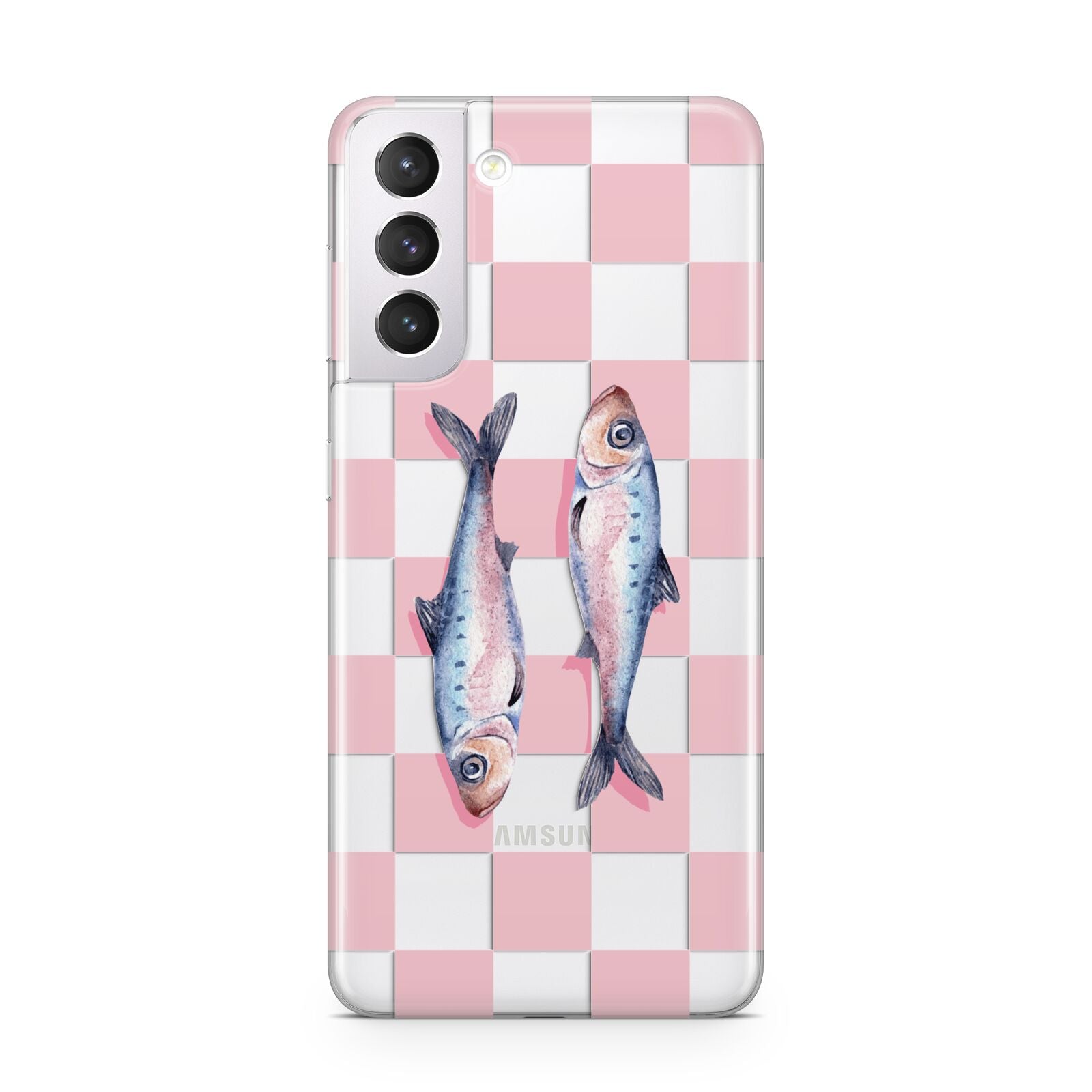 Pink Checkerboard Sardines Samsung S21 Case