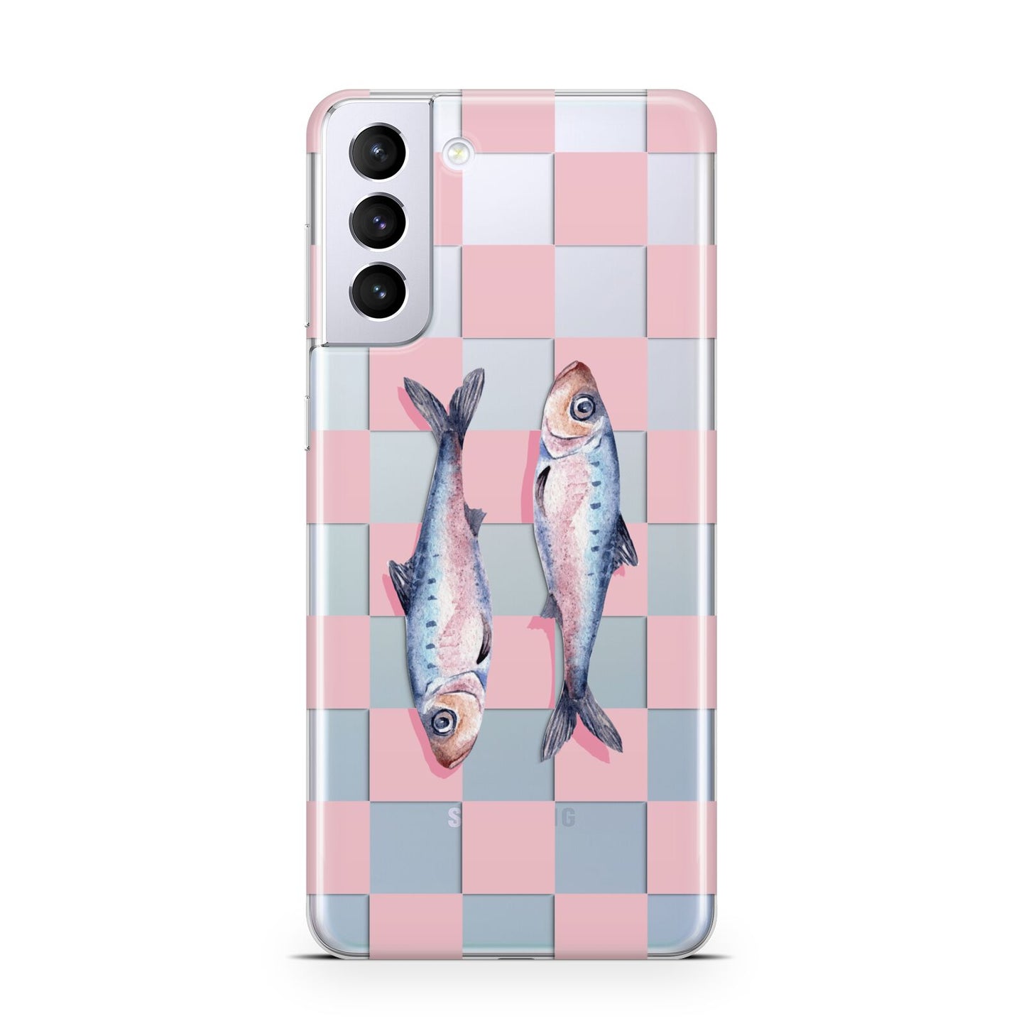 Pink Checkerboard Sardines Samsung S21 Plus Phone Case