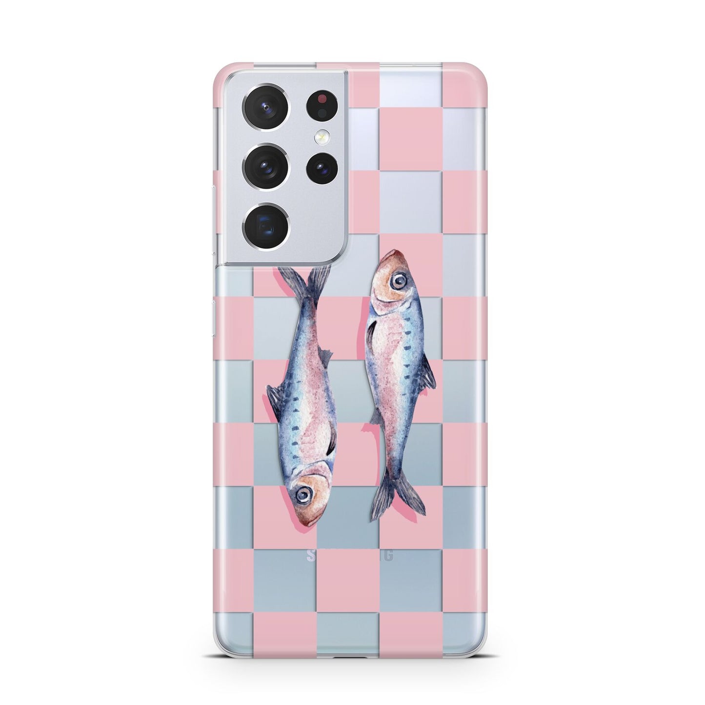 Pink Checkerboard Sardines Samsung S21 Ultra Case