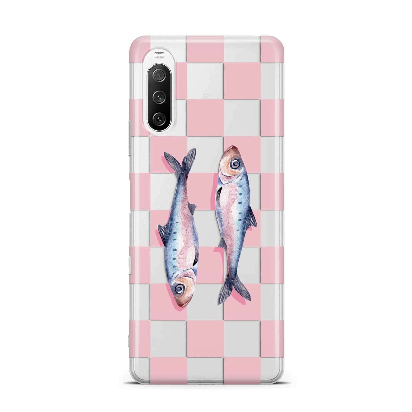 Pink Checkerboard Sardines Sony Xperia 10 III Case