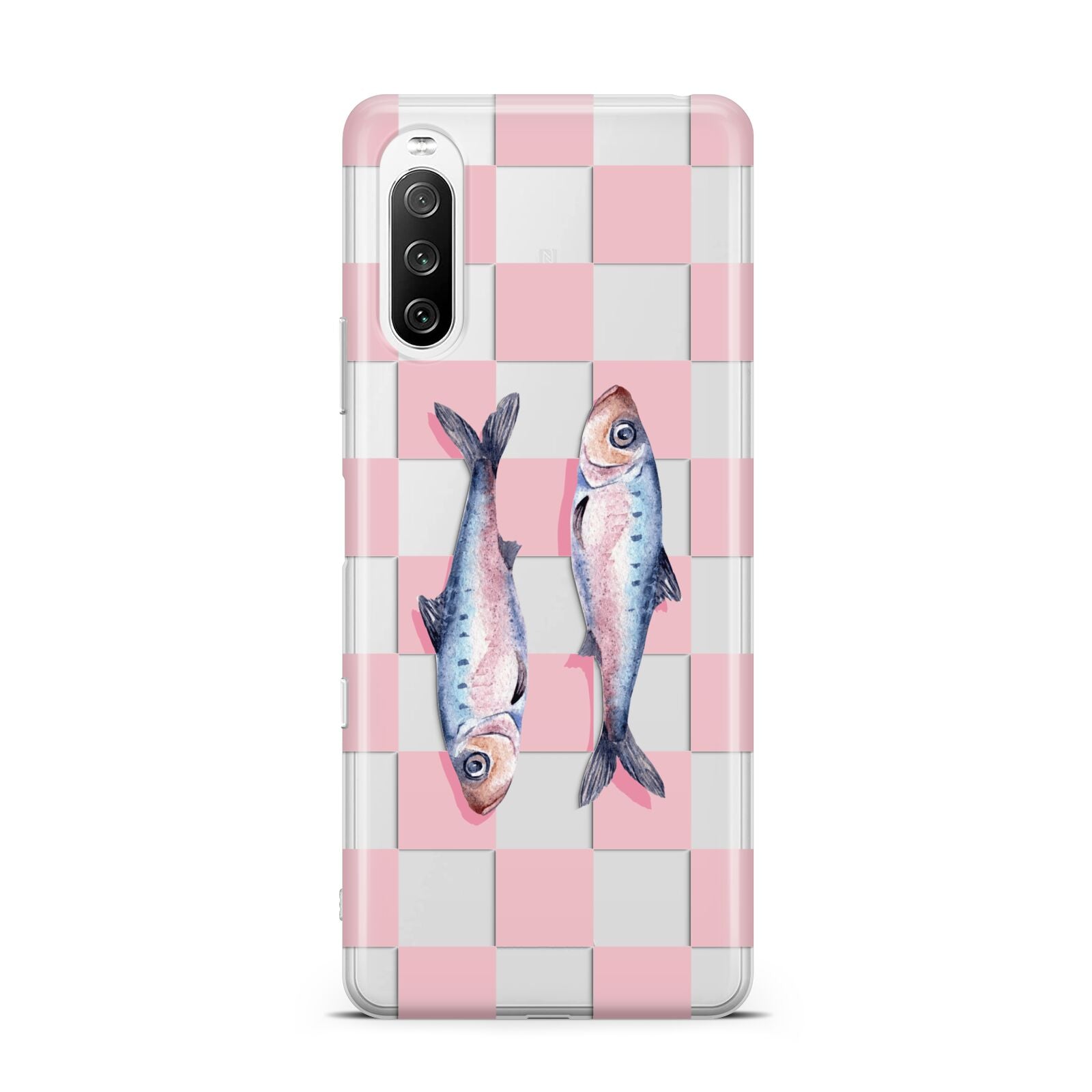 Pink Checkerboard Sardines Sony Xperia 10 III Case