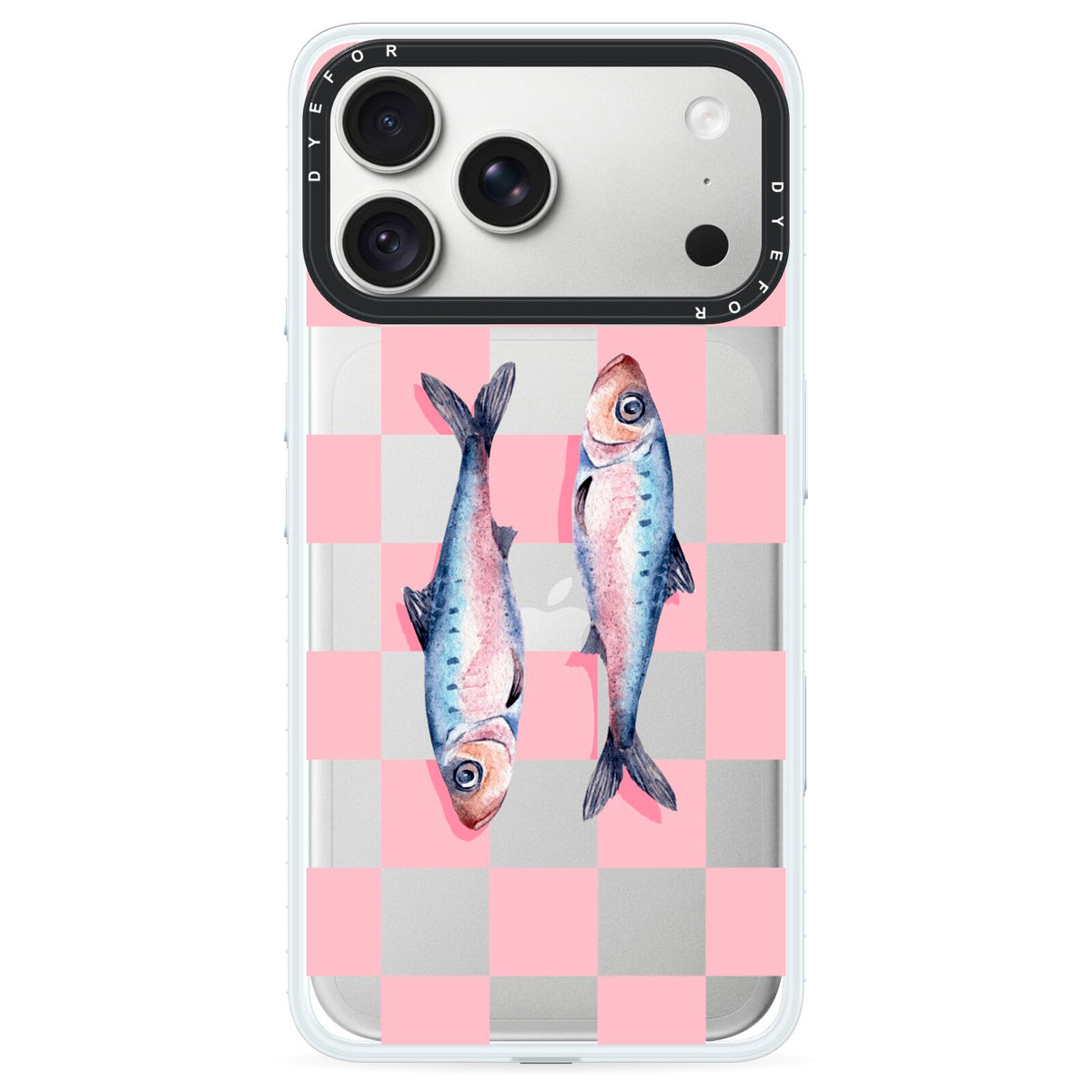 Pink Checkerboard Sardines iPhone 18 Pro Max Black Impact Pre order Case on Silver phone