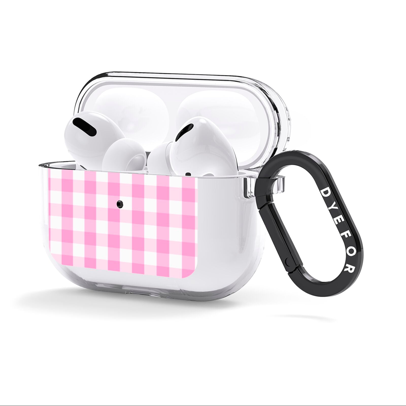 Pink Gingham Check AirPods Clear Case 3rd Gen Side Image