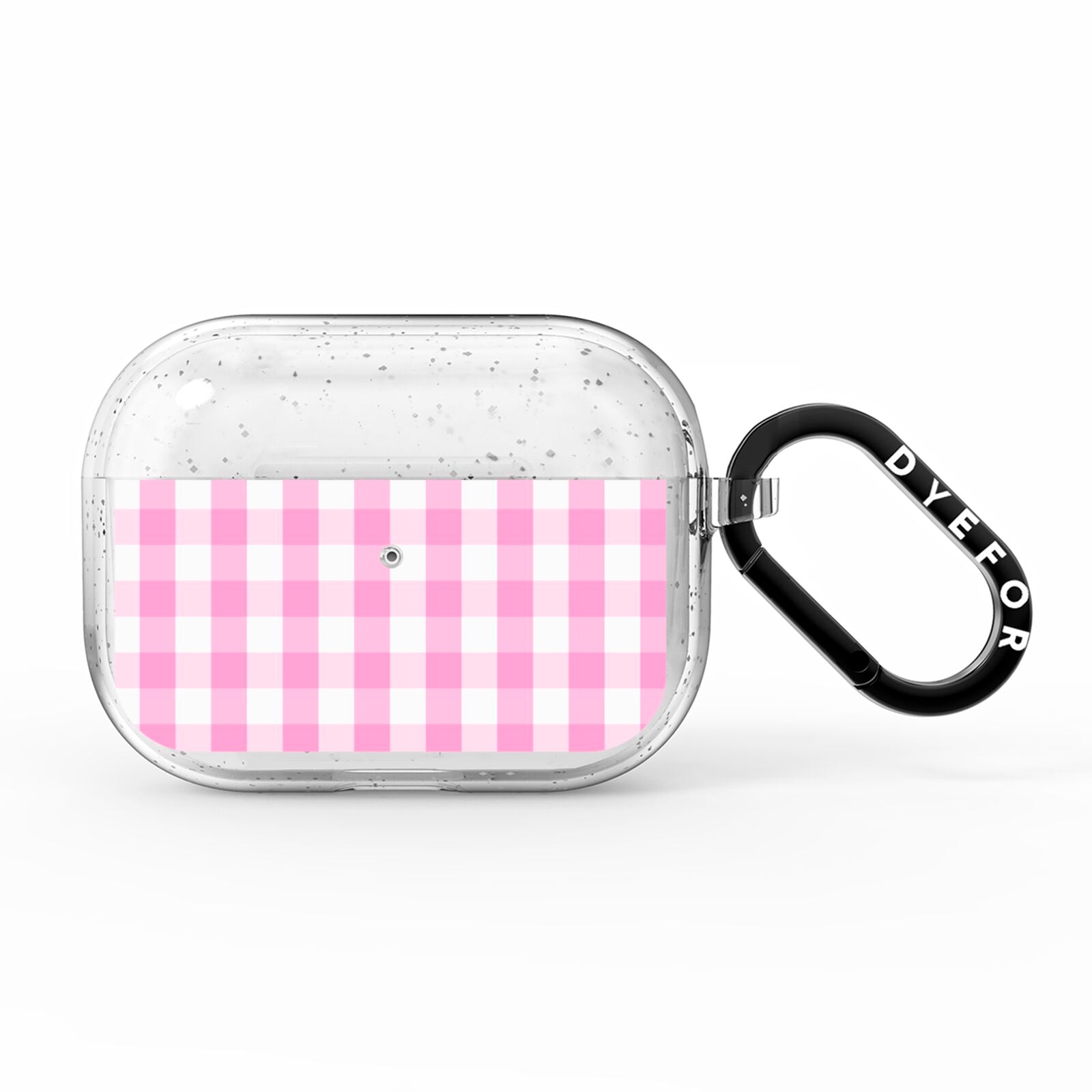 Pink Gingham Check AirPods Pro Glitter Case