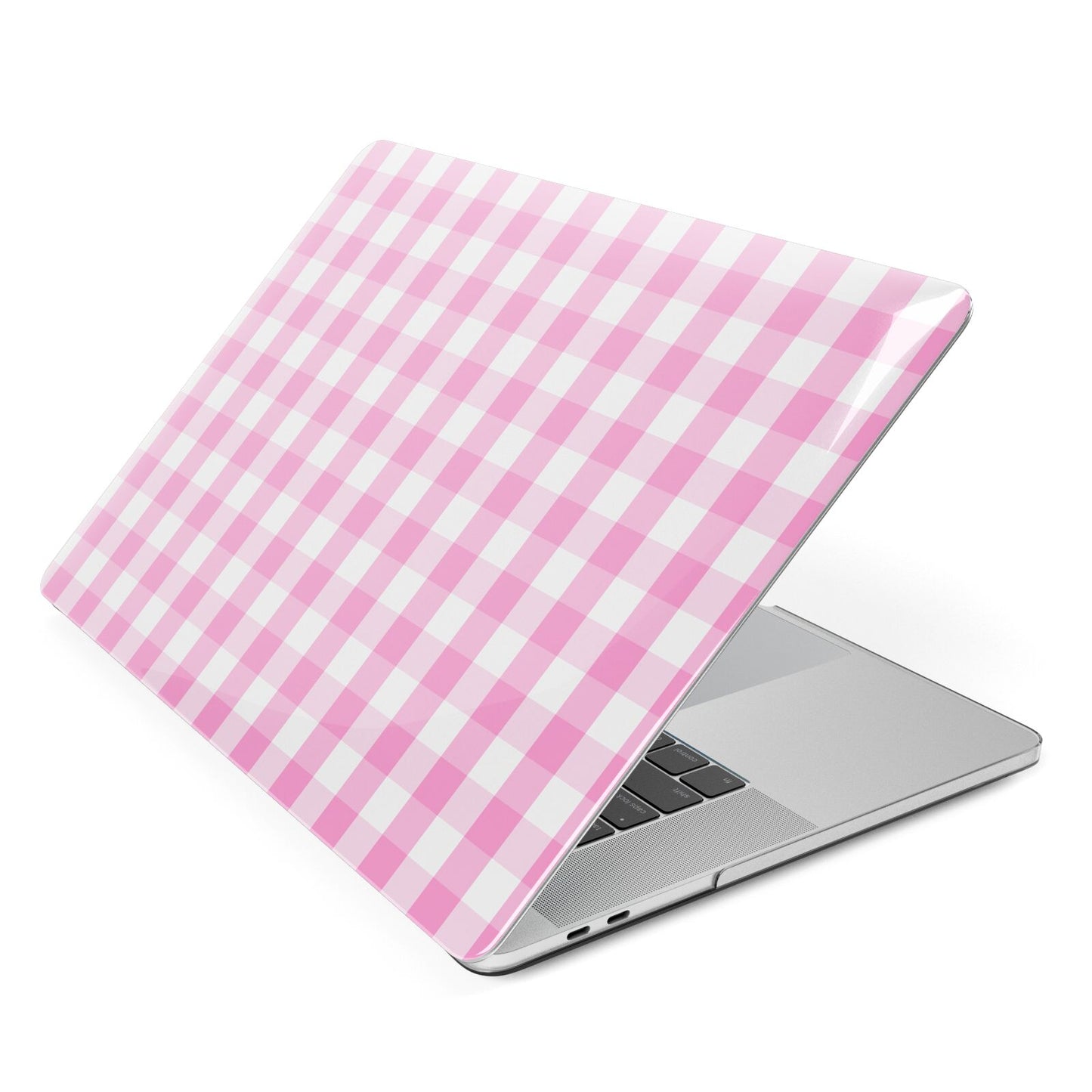 Pink Gingham Check Apple MacBook Case Side View