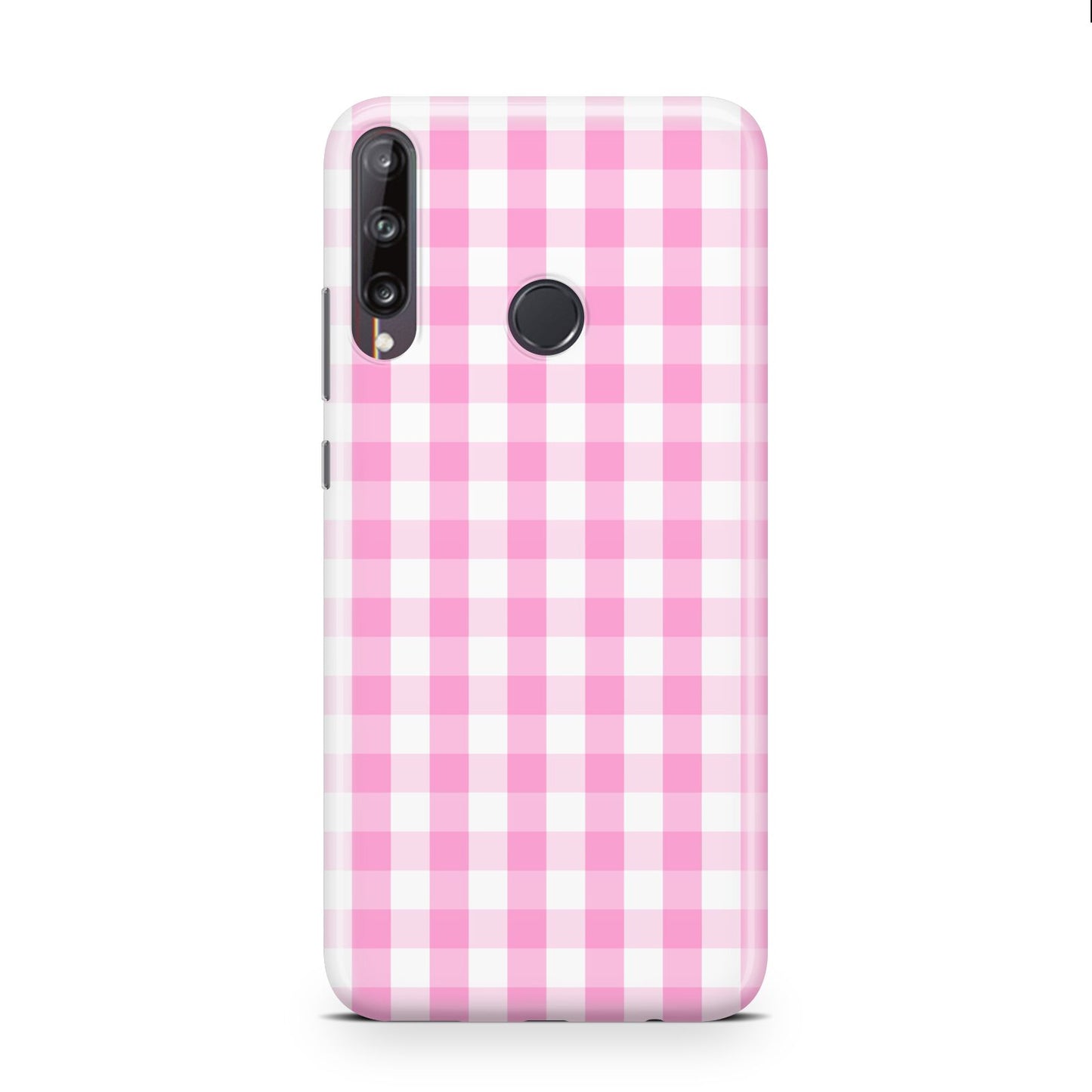 Pink Gingham Check Huawei P40 Lite E Phone Case