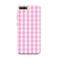 Pink Gingham Check Huawei Y6 2018