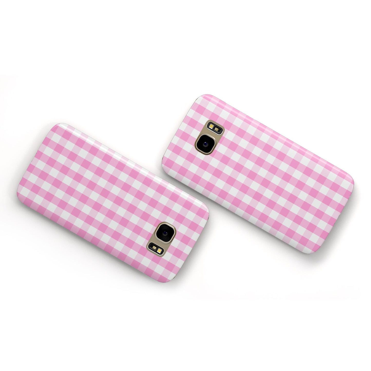 Pink Gingham Check Samsung Galaxy Case Flat Overview