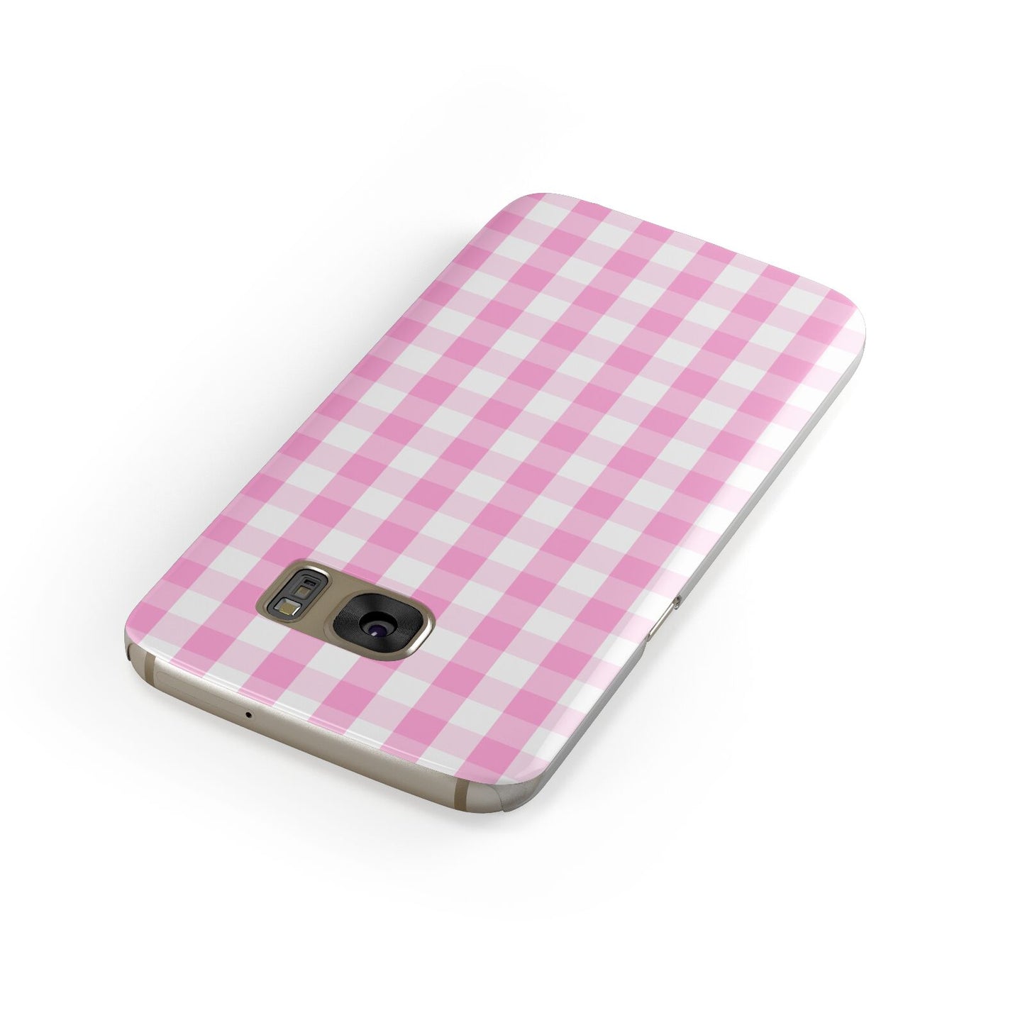 Pink Gingham Check Samsung Galaxy Case Front Close Up