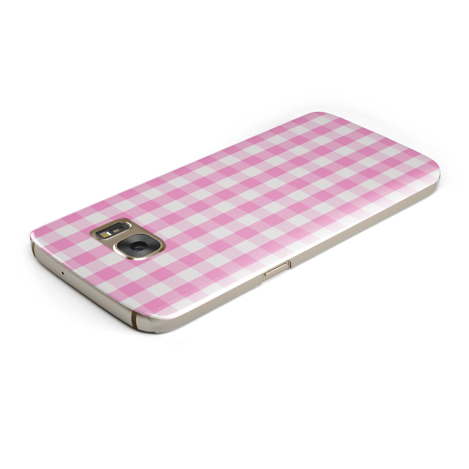 Pink Gingham Check Samsung Galaxy Case Top Cutout