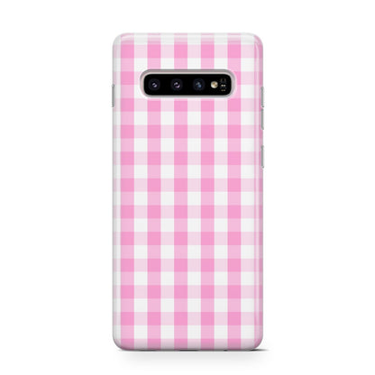 Pink Gingham Check Samsung Galaxy S10 Case