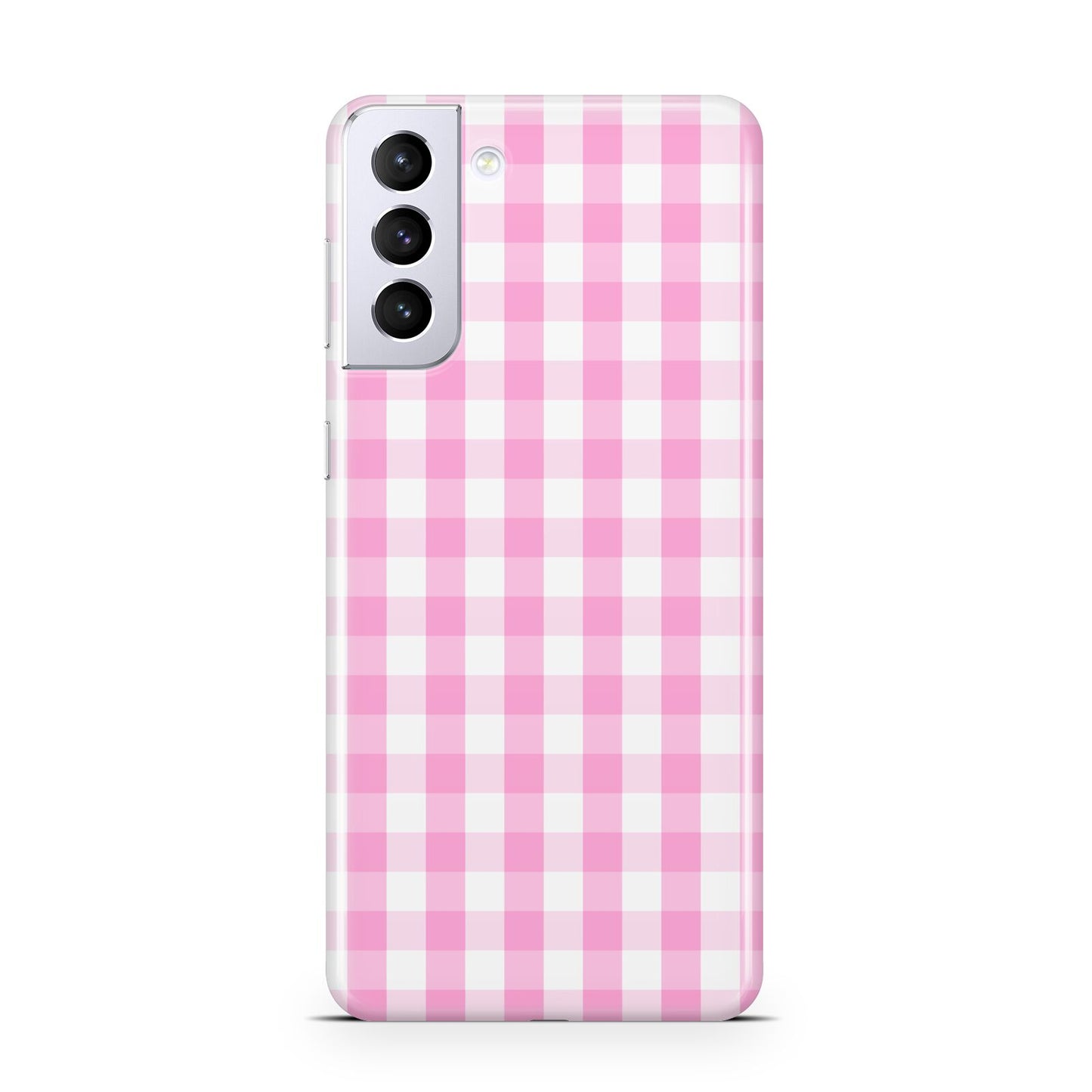 Pink Gingham Check Samsung S21 Plus Phone Case