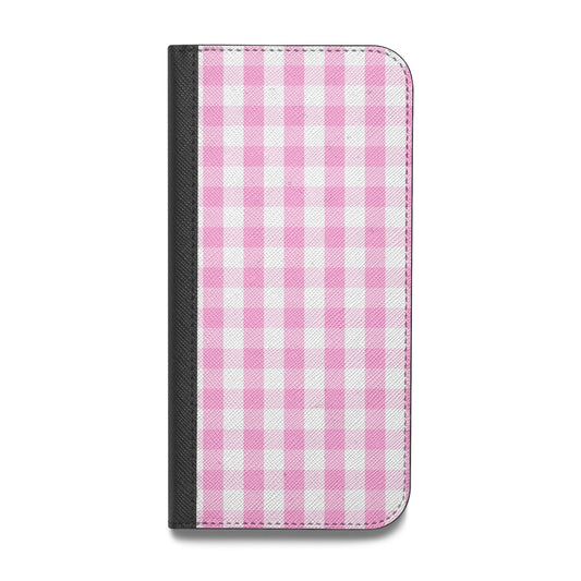 Pink Gingham Check Vegan Leather Flip Samsung Case
