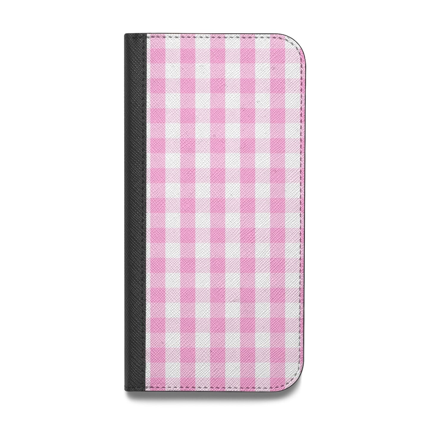 Pink Gingham Check Vegan Leather Flip iPhone Case