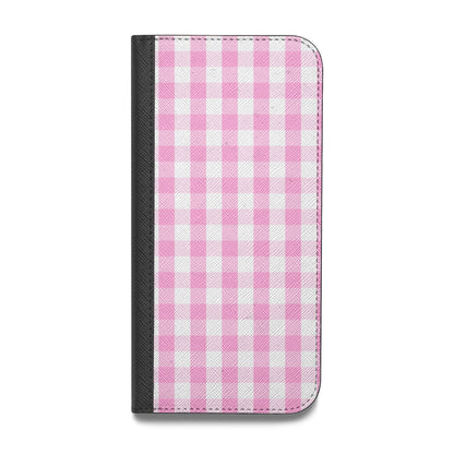 Pink Gingham Check Vegan Leather Flip iPhone Case
