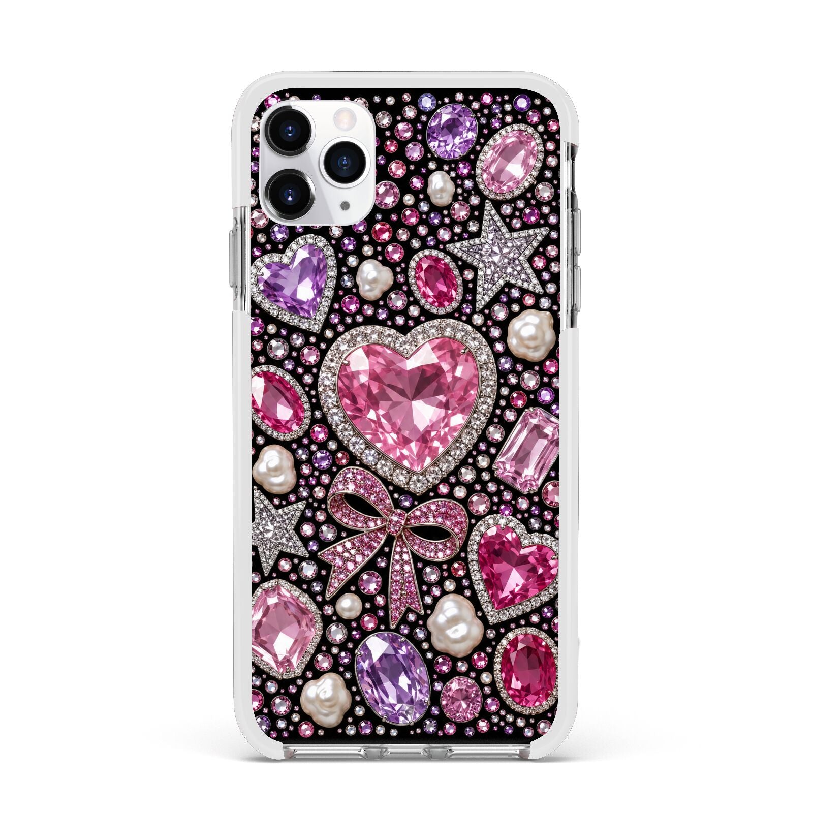 Pink Heirloom Jewels Apple iPhone 11 Pro Max in Silver with White Impact Case