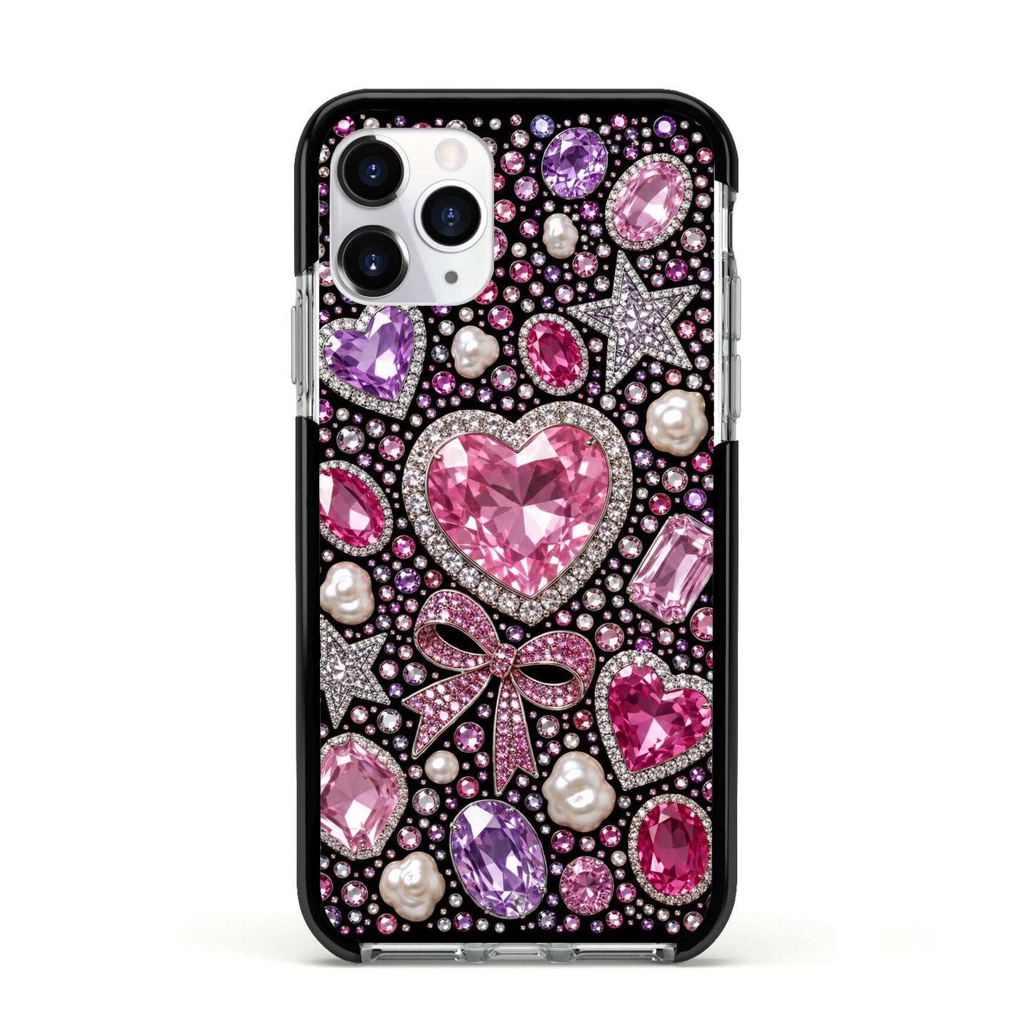 Pink Heirloom Jewels Apple iPhone 11 Pro in Silver with Black Impact Case