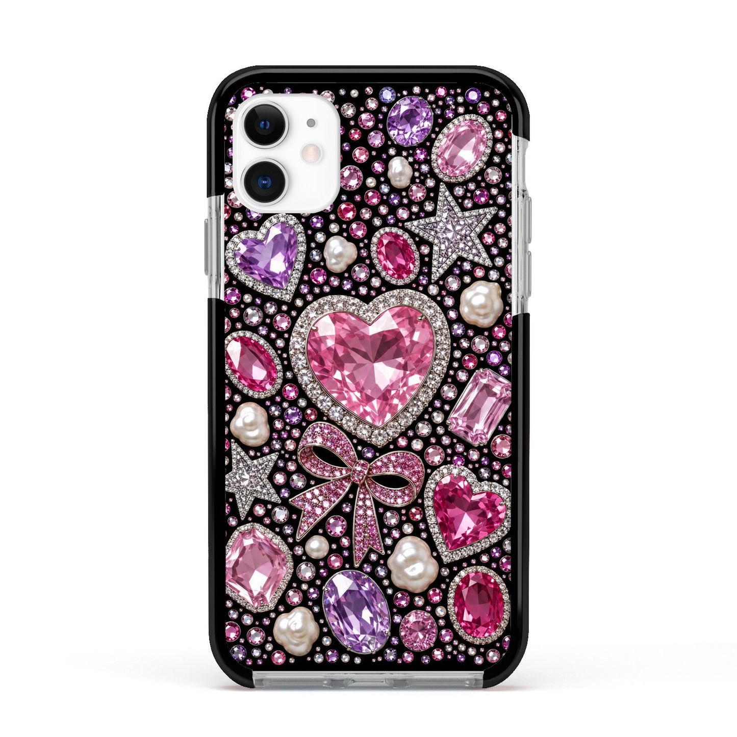 Pink Heirloom Jewels Apple iPhone 11 in White with Black Impact Case