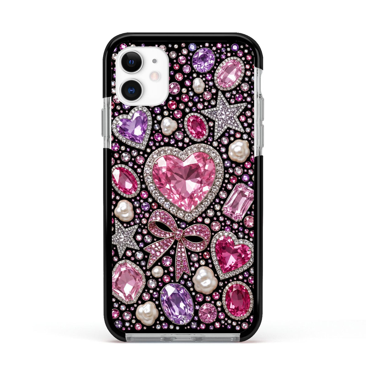 Pink Heirloom Jewels Apple iPhone 11 in White with Black Impact Case