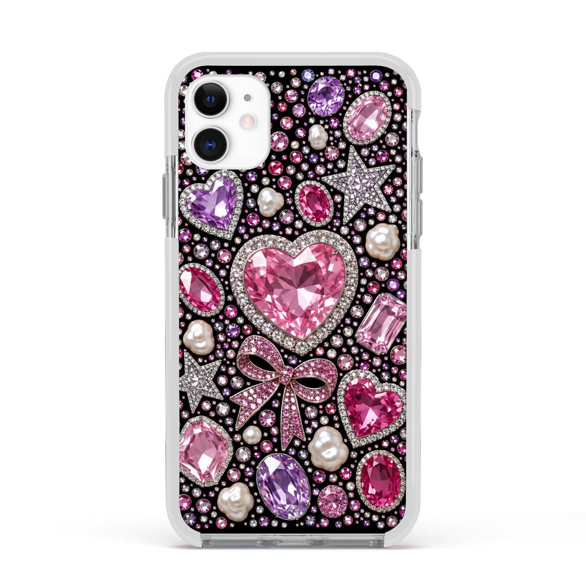 Pink Heirloom Jewels Apple iPhone 11 in White with White Impact Case