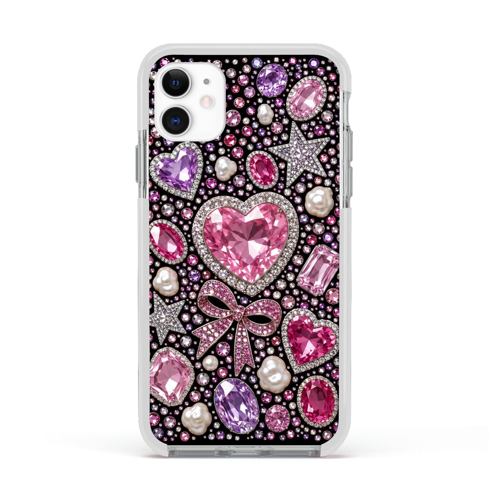 Pink Heirloom Jewels Apple iPhone 11 in White with White Impact Case