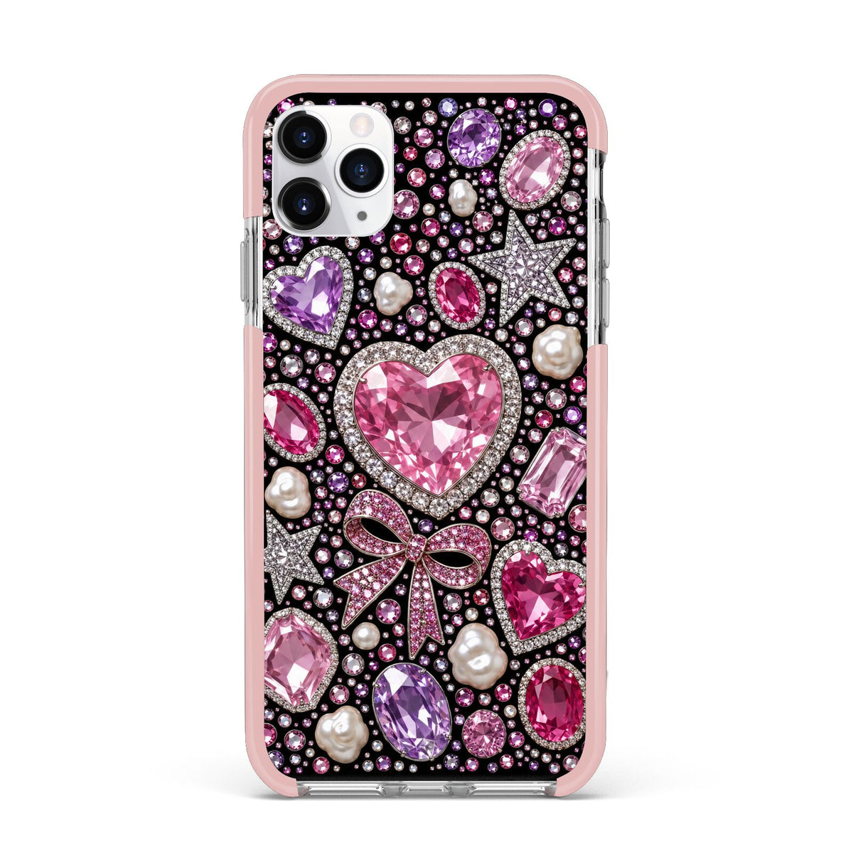 Pink Heirloom Jewels iPhone 11 Pro Max Impact Pink Edge Case