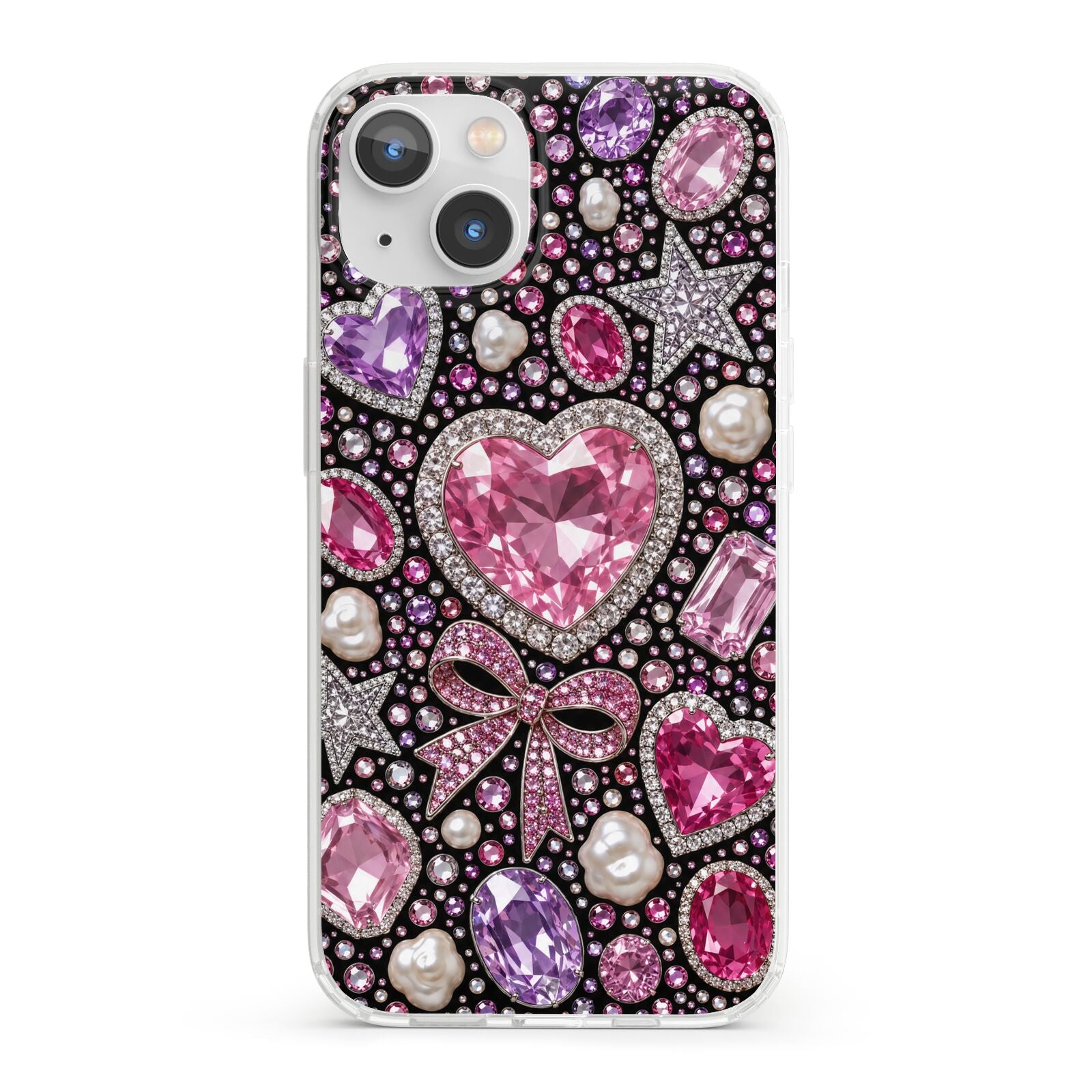 Pink Heirloom Jewels iPhone 13 Clear Bumper Case