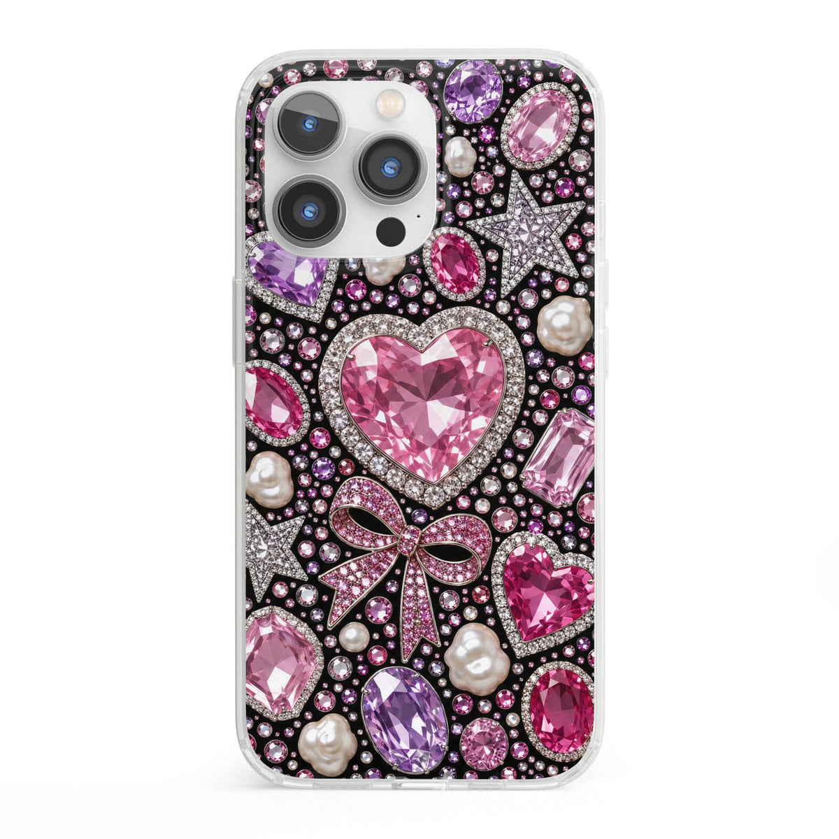 Pink Heirloom Jewels iPhone 13 Pro Clear Bumper Case