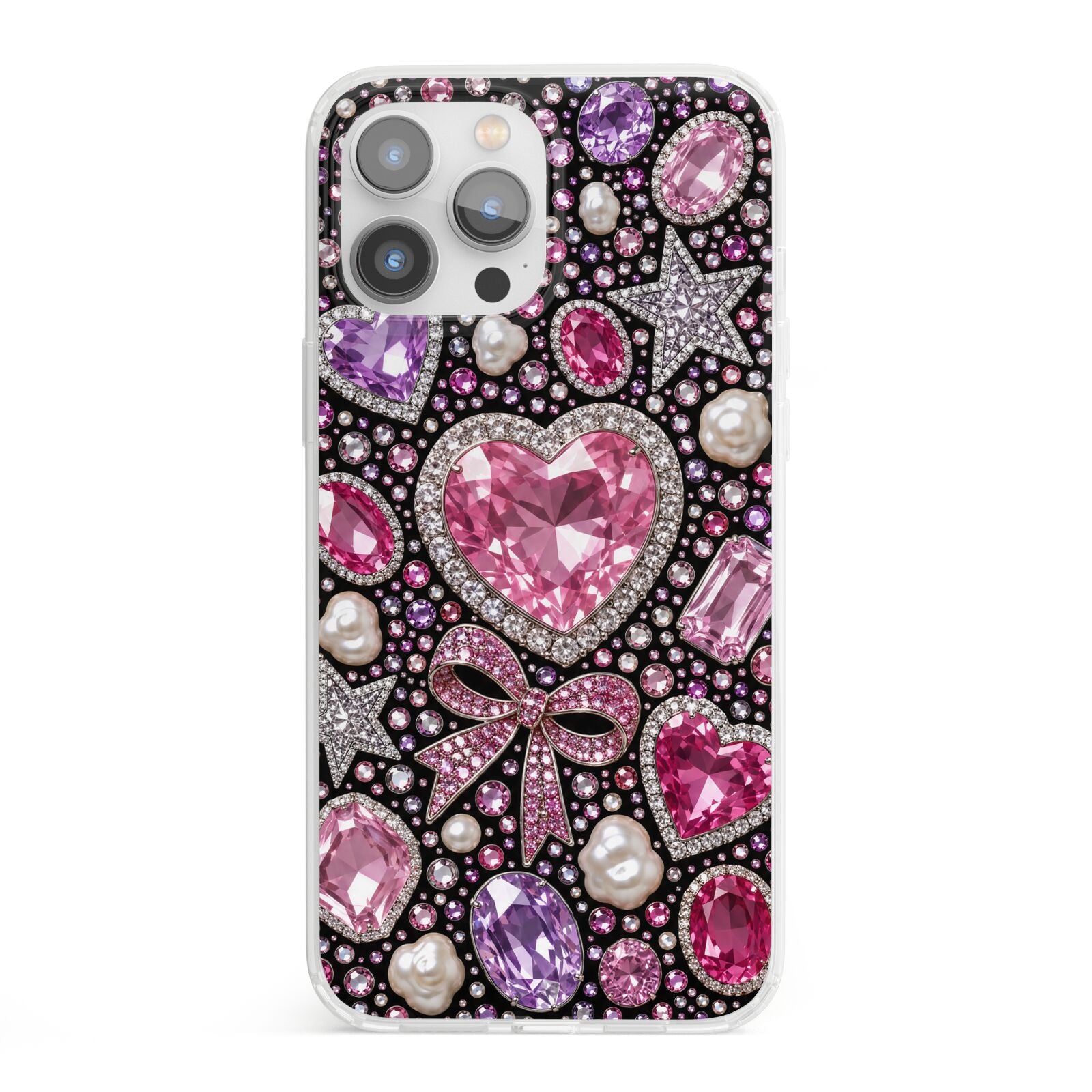 Pink Heirloom Jewels iPhone 13 Pro Max Clear Bumper Case