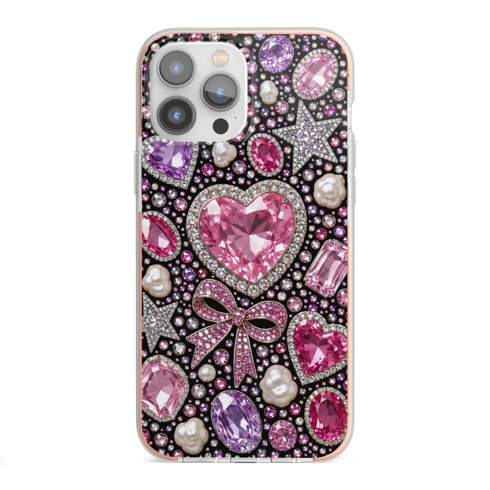 Pink Heirloom Jewels iPhone 13 Pro Max TPU Impact Case with Pink Edges