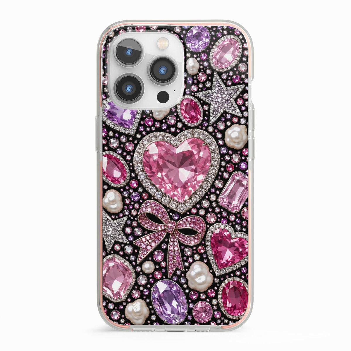 Pink Heirloom Jewels iPhone 13 Pro TPU Impact Case with Pink Edges