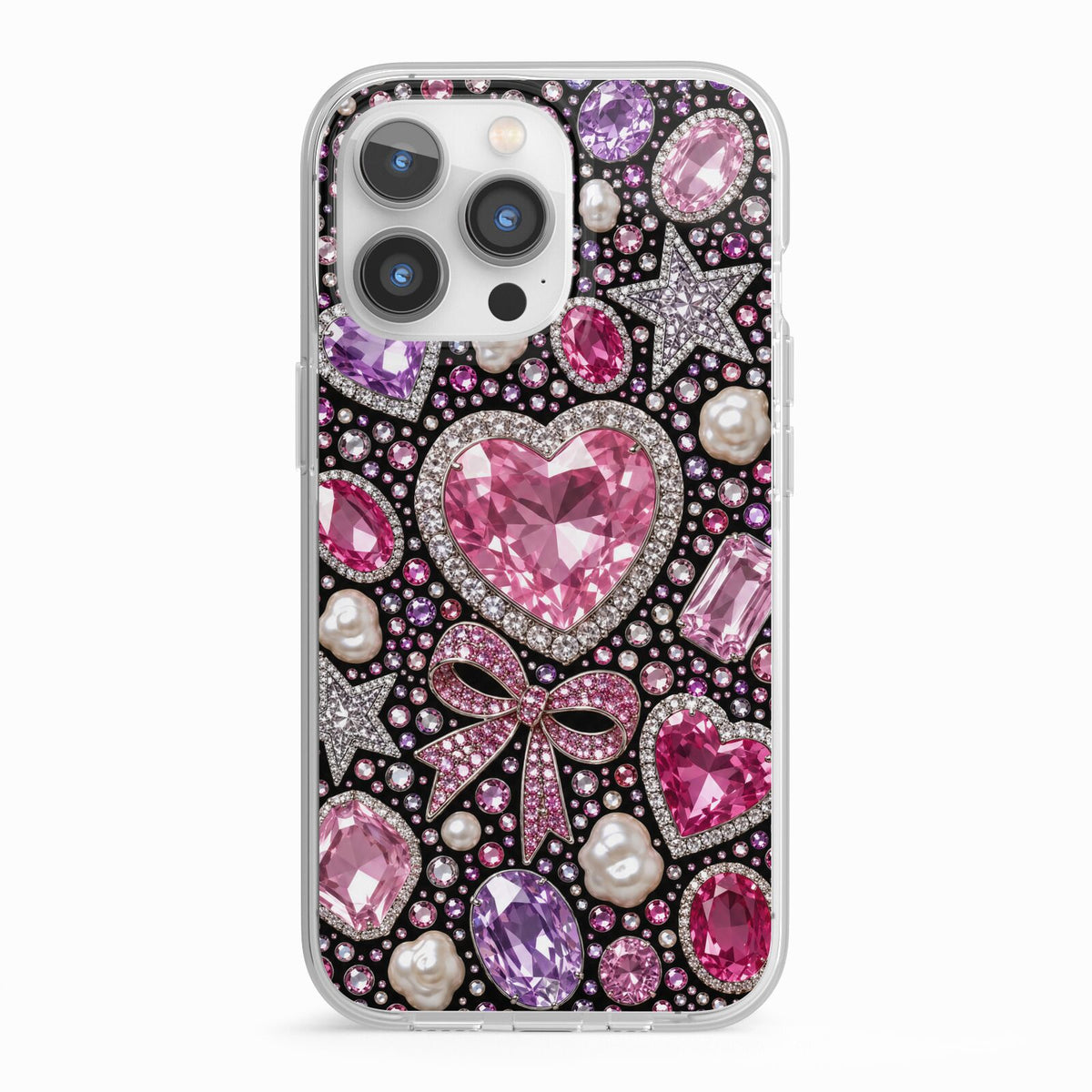 Pink Heirloom Jewels iPhone 13 Pro TPU Impact Case with White Edges