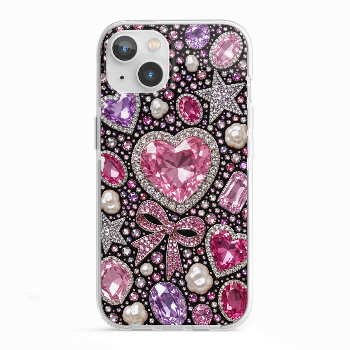 Pink Heirloom Jewels iPhone 13 TPU Impact Case with White Edges