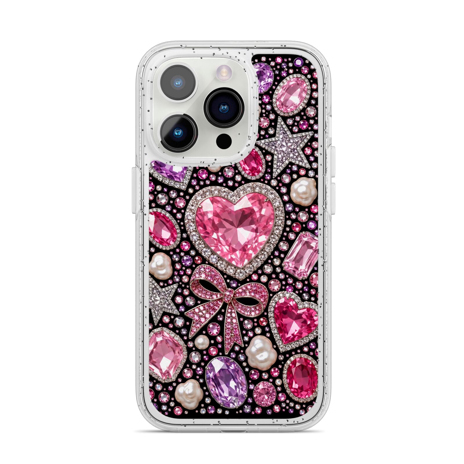 Pink Heirloom Jewels iPhone 14 Pro Glitter Tough Case Silver