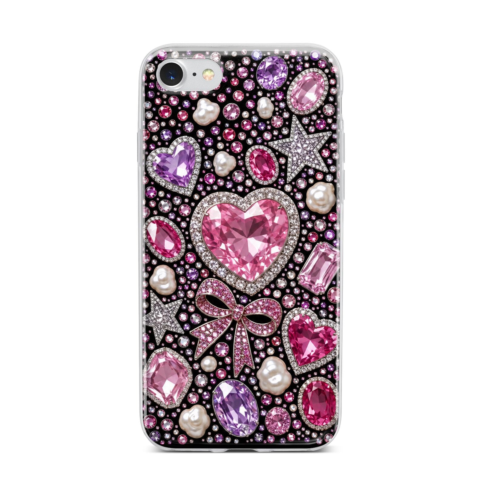 Pink Heirloom Jewels iPhone 7 Bumper Case on Silver iPhone