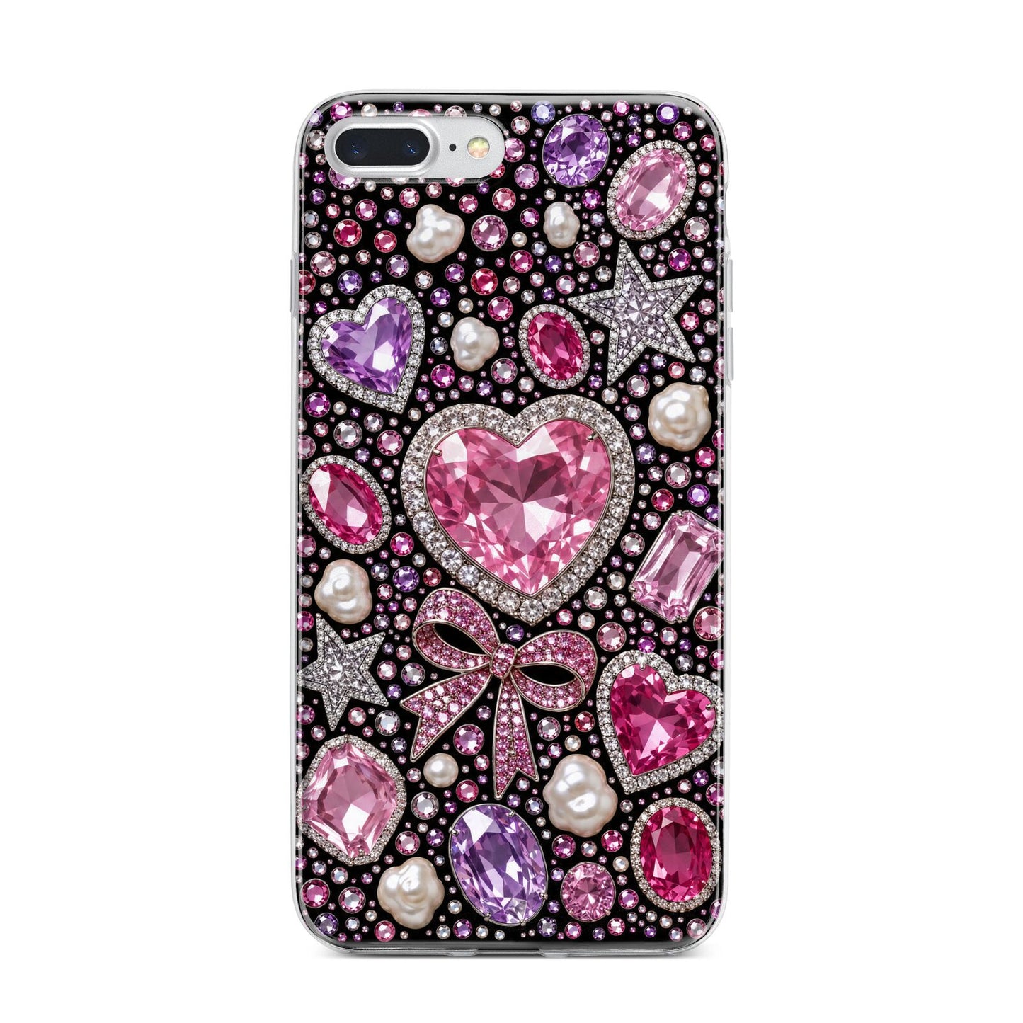 Pink Heirloom Jewels iPhone 7 Plus Bumper Case on Silver iPhone