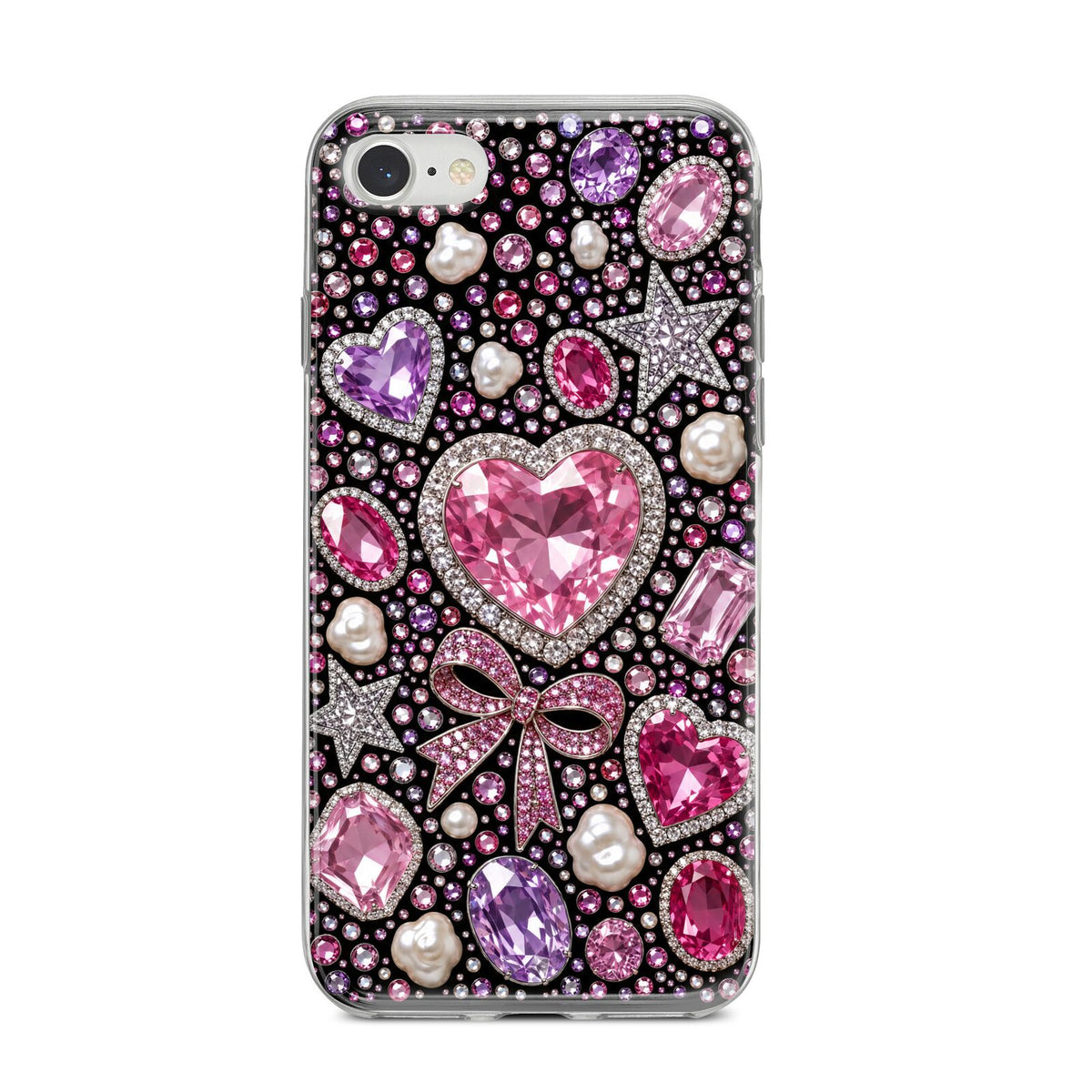 Pink Heirloom Jewels iPhone 8 Bumper Case on Silver iPhone