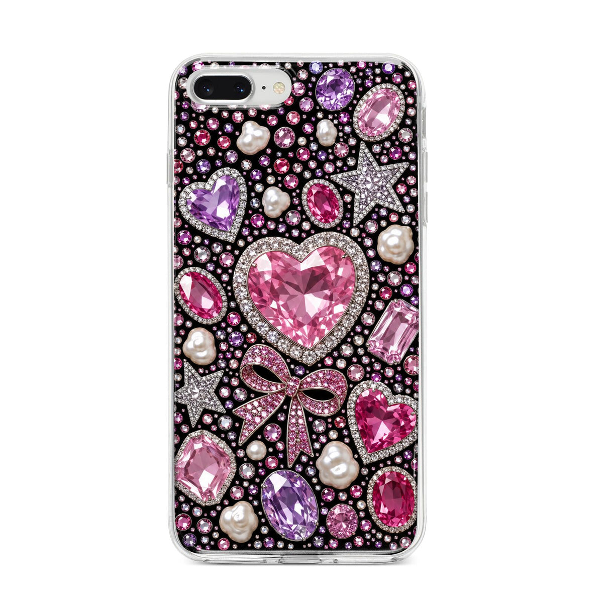 Pink Heirloom Jewels iPhone 8 Plus Bumper Case on Silver iPhone