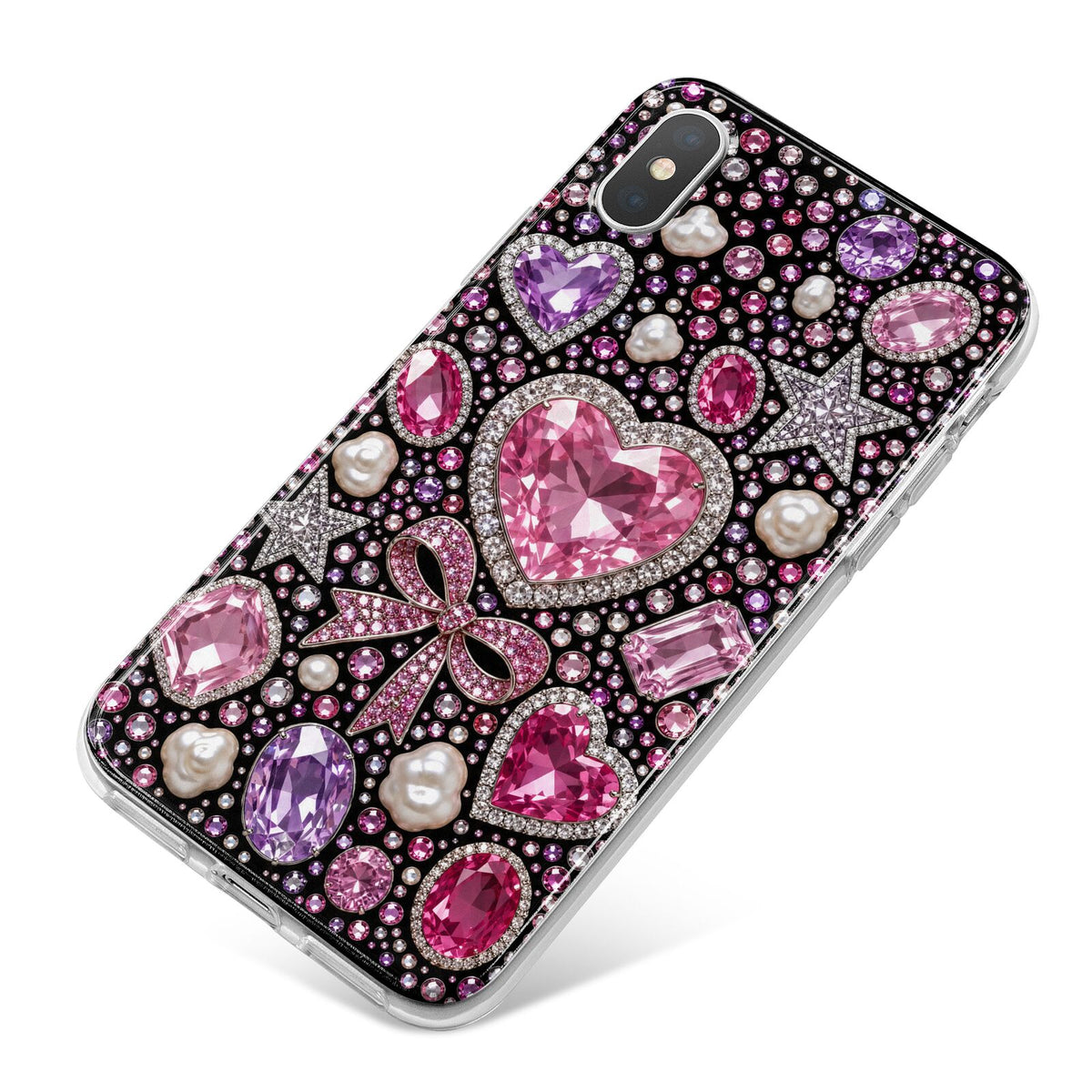 Pink Heirloom Jewels iPhone X Bumper Case on Silver iPhone